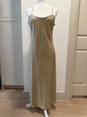Nasty Gal Satin Maxi Slip Dress Champagne Beige US 8